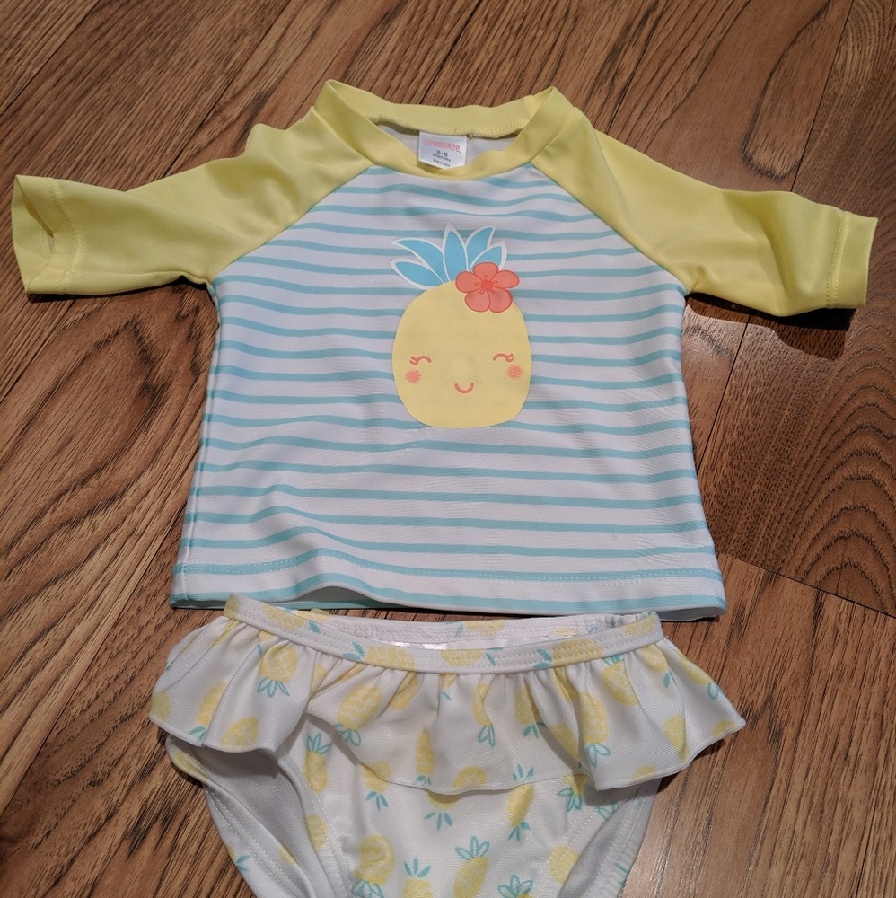 Gymboree pineapple rashgaurd swimsuit 3-6 mo